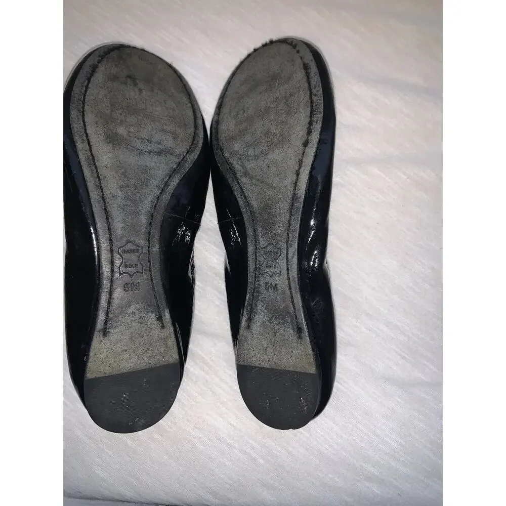 Tory Burch Caroline Black Patent Women’s Black Leather Ballet Flats Size 5
